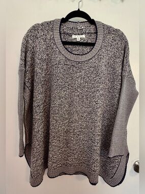 CAbi Black & White Marled Scoop Neck Sweater